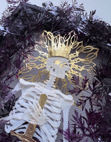 The Broken Chalice - detail
2023
12" high x 5.5" wide
Sequin film, hand-painted acetate, yupo, thread, glass beads, illusion, pine frame
*Sold