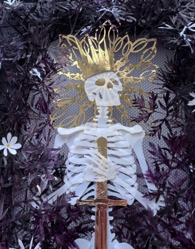 The Broken Chalice - detail
2023
12" high x 5.5" wide
Sequin film, hand-painted acetate, yupo, thread, glass beads, illusion, pine frame
*Sold