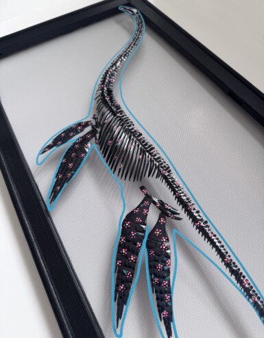 🔴 sold - Bricht Stern Beasties, We're Floating In Space
2025
24" x 13" (w x h)
Sequin film, htv, acrylic paint, thread, illusion fabric Bricht Stern Beasties, We're Floating In Space
