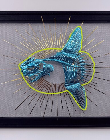 Useless But Unstoppable
2025
Size: 14 x 11 inches (w x h)
Materials: sequin film, thread, htv, acrylic paint, illusion fabric Useless But Unstoppable