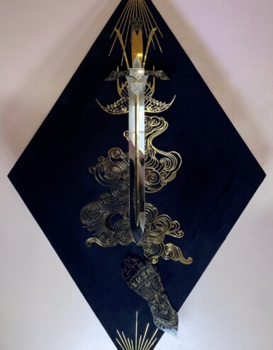 Force
2025
36.25 x 22.5 (h x w), each side measures 22 inches
Velvet, acrylic, sequin film, vinyl Force