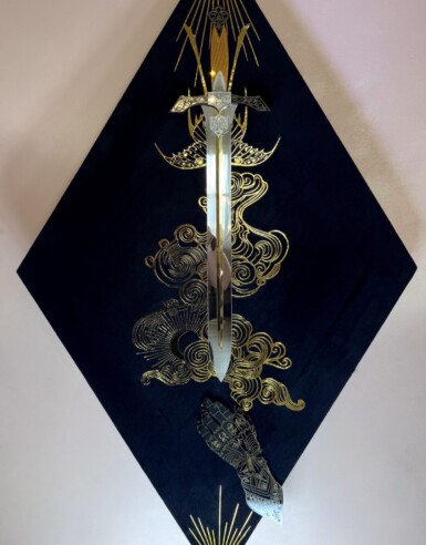 Force
2025
36.25 x 22.5 (h x w), each side measures 22 inches
Velvet, acrylic, sequin film, vinyl Force